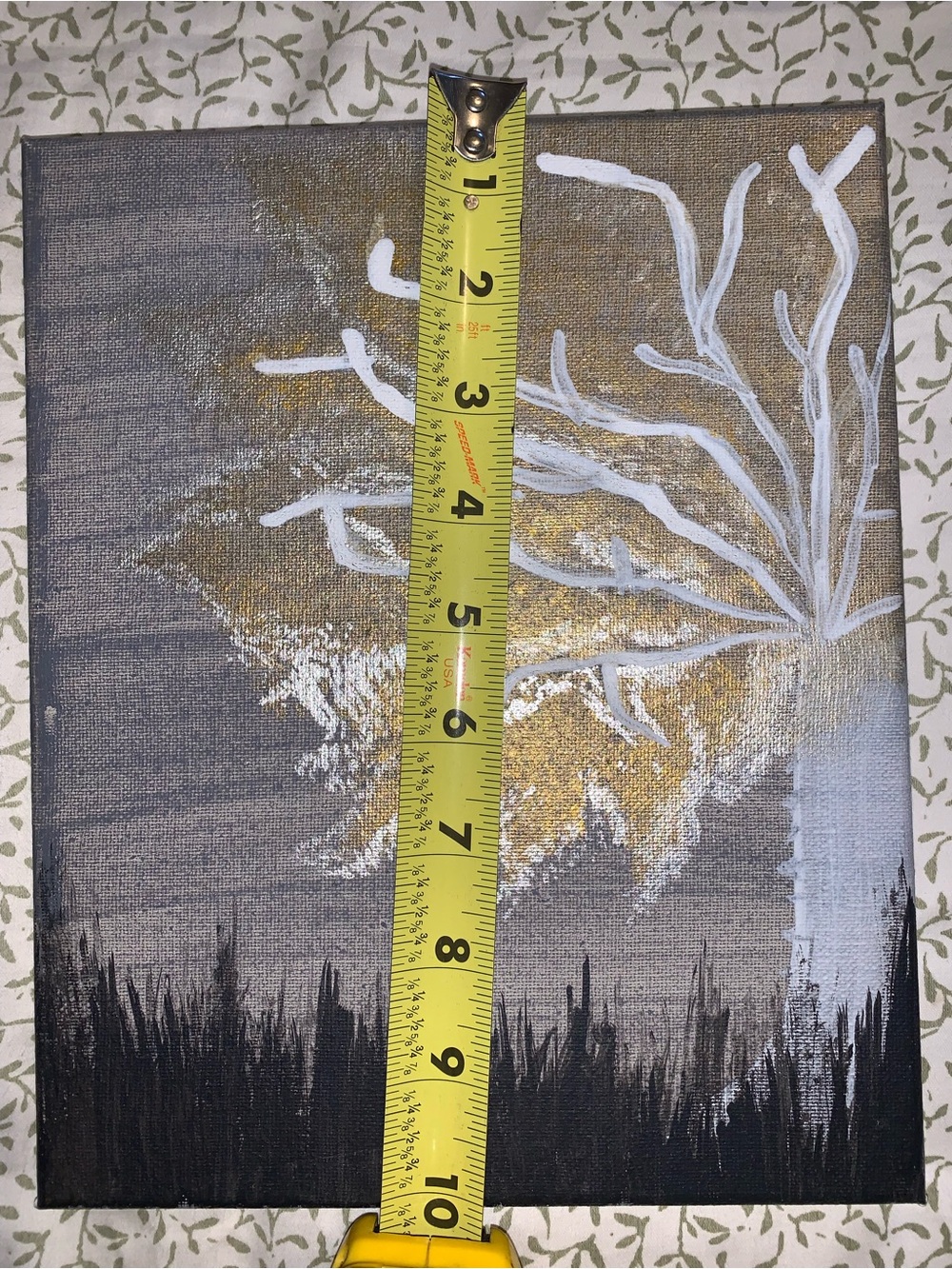 Minimalist White and Gold Tree Canvas Wall Art